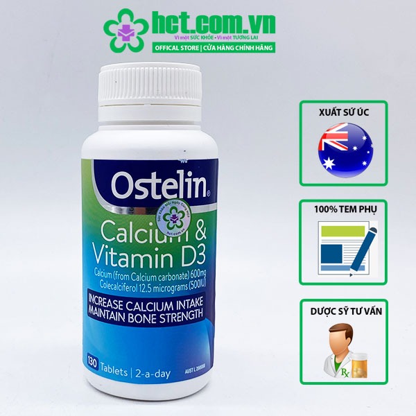 Viên uống bổ sung Canxi và Vitamin D3 cho mẹ bầu Ostelin Calcium & Vitamin D3 130 viên Úc