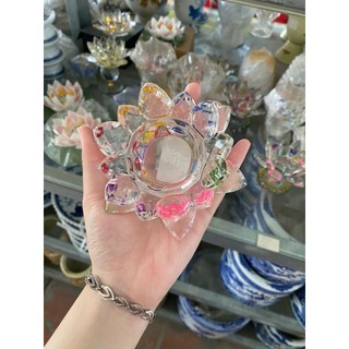 Đế nến hoa sen pha lê, đế nhiều màu