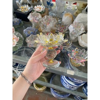 Đế nến hoa sen pha lê, đế nhiều màu