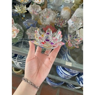 Đế nến hoa sen pha lê, đế nhiều màu