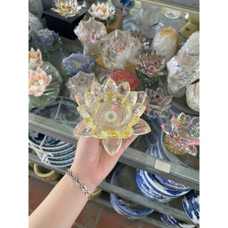 Đế nến hoa sen pha lê, đế nhiều màu