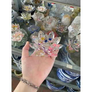 Đế nến hoa sen pha lê, đế nhiều màu