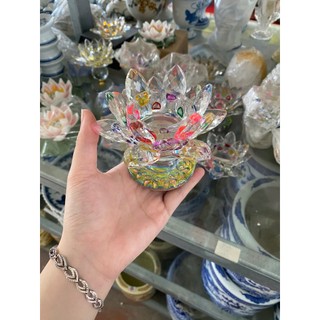 Đế nến hoa sen pha lê, đế nhiều màu