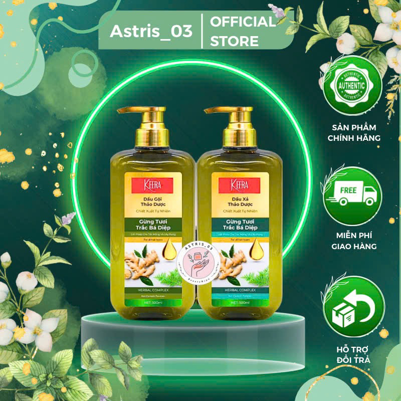 Cặp Dầu Gội Xả Thảo Dược KEERA Chiết Xuất Từ Gừng Tươi Giảm Rụng Tóc , Sạch Gàu , Giảm Ngứa _ Hàng C