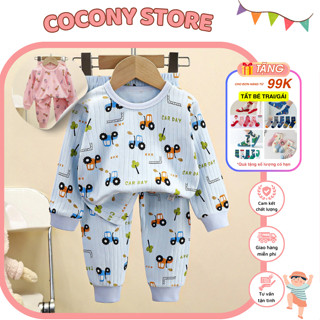 Bộ thun đông bé trai bé gái COCONY Đồ bộ dài tay cho bé chất cotton nỉ cao cấp dày mịn Bộ ngủ thu đông trẻ em 2-8T DB23