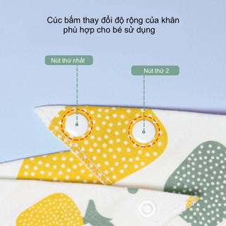 Yếm cotton, khăn yếm tam giác cotton 2 lớp khuy bấm tiện lợi cho bé