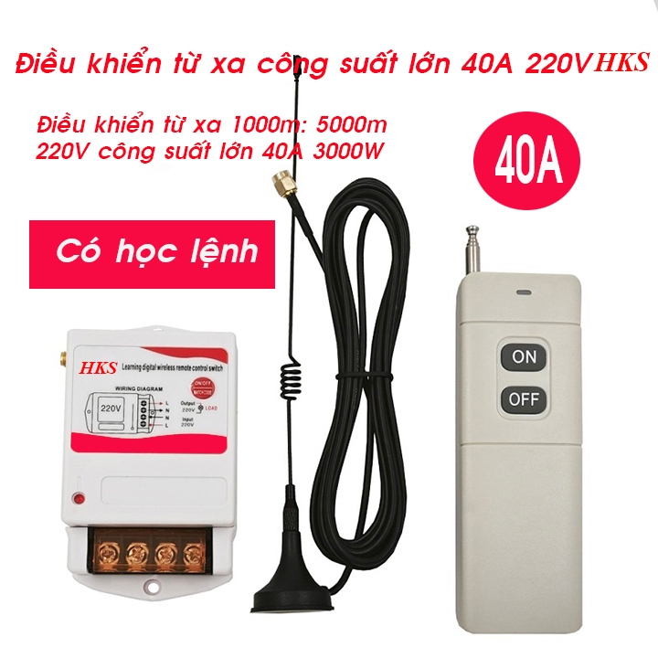 Công tắc điều khiển từ xa 220v  40A HKS 1000m 3000m 5000m điều khiển từ xa công suất lớn có học lệnh