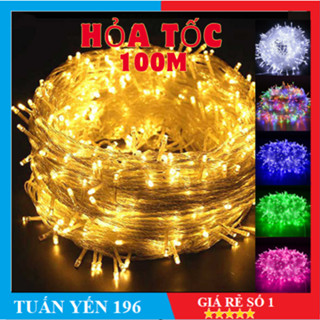 Dây đèn LED trang trí nháy chớp 50m / 100m, trắng, vàng, nhiều màu lắp cây, nhà, sân vườn