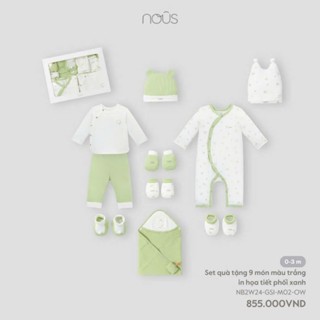 Nous Newborn Set quà tặng sơ sinh 9 món phối nhiều màu sắc, bodysuit Nous cho bé trai, bé gái