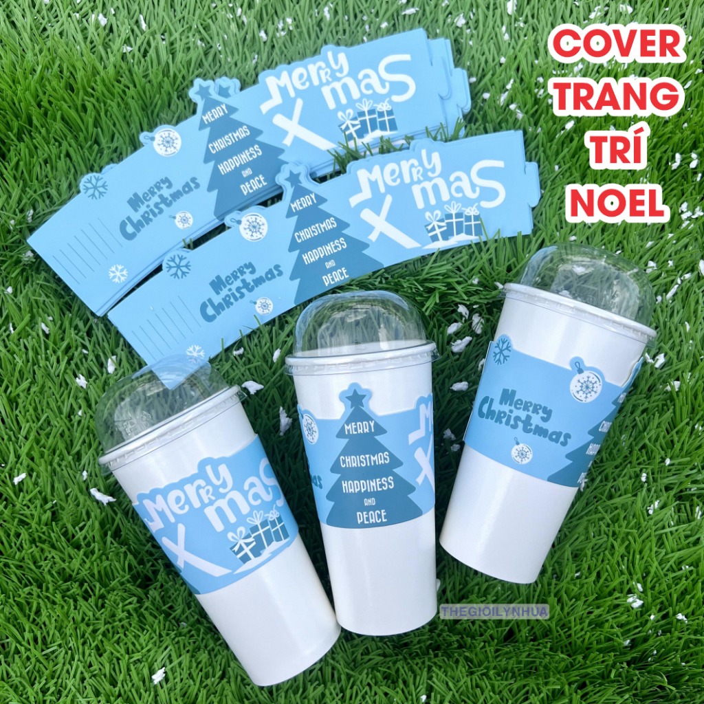 Sản phẩm Noel 2025, Cover bọc ly nhựa, ly giấy, Tag trang trí ống hút họa tiết Noel đẹp dùng được tấ