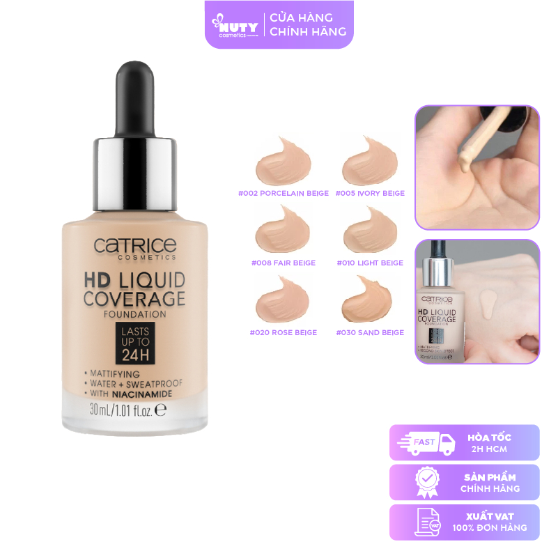 Kem Nền Catrice Che Phủ Tự Nhiên HD Liquid Coverage Foundation (30ml)
