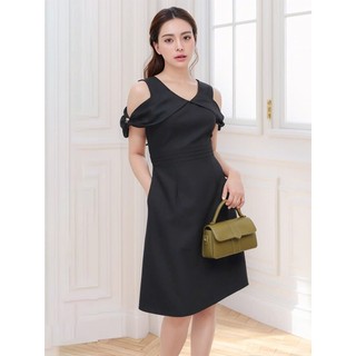 Đầm Thiết Kế Dự Tiệc Công Sở Sang Trọng Bigsize AMYRA , Thiết Kế Dáng Xòe Trễ Vai Cao Cấp Đi Làm Đi Tiệc DA035