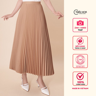  Chân váy xếp ly trung niên chất liệu lụa cát cao cấp siêu tôn dáng thương hiệu Thiều Hoa CV3L0928 