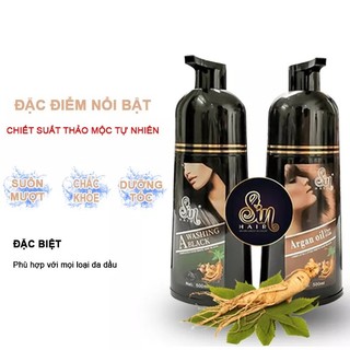 Dầu Gội Nhuộm Đen Tóc Phủ Bạc Sena 500ml