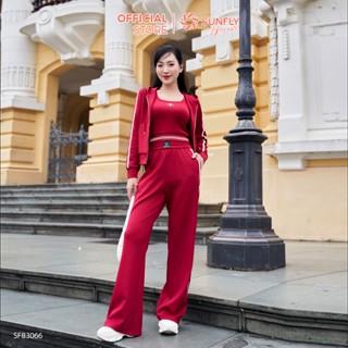 Set đồ nữ poly 2 da áo dài kéo khóa có mũ áo 2 dây quần suông dài SFB3066