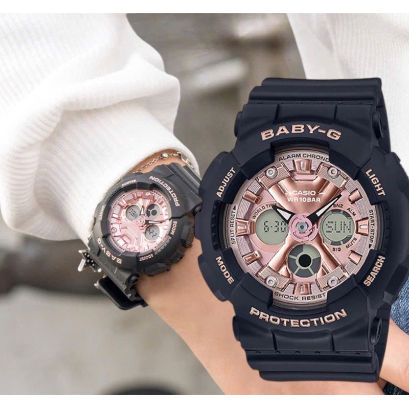 ĐỒNG HỒ NỮ CHÍNH HÃNG Casio Baby-G BA-130-1A4 Quartz Pink Dial Black Silicone