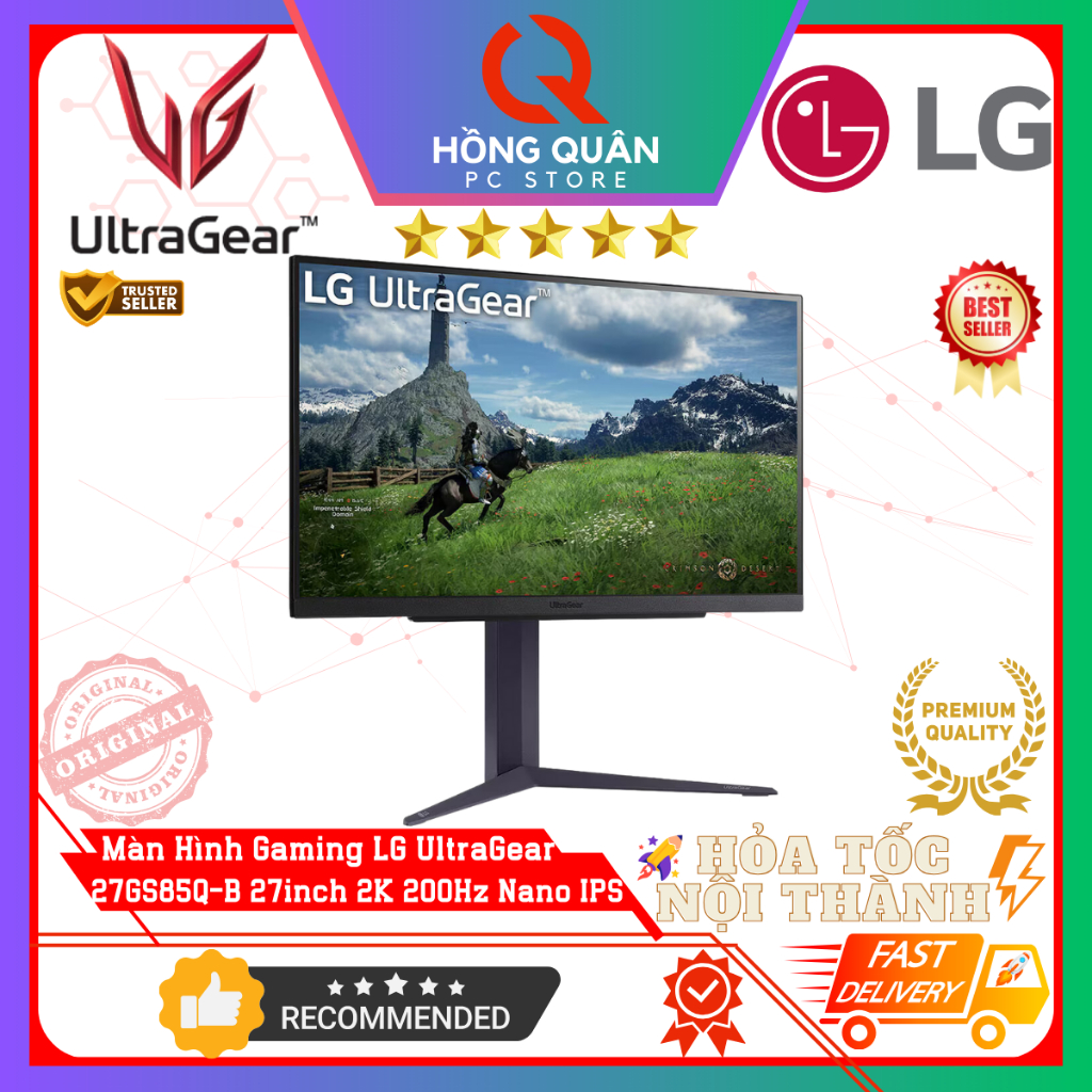 Màn Hình LG UltraGear 27GS85Q-B 27inch Nano IPS 2K 200Hz G-Sync HDR10 1ms GtG New - Hàng Chính Hãng Bảo Hành 2 Năm | BigBuy360 - bigbuy360.vn