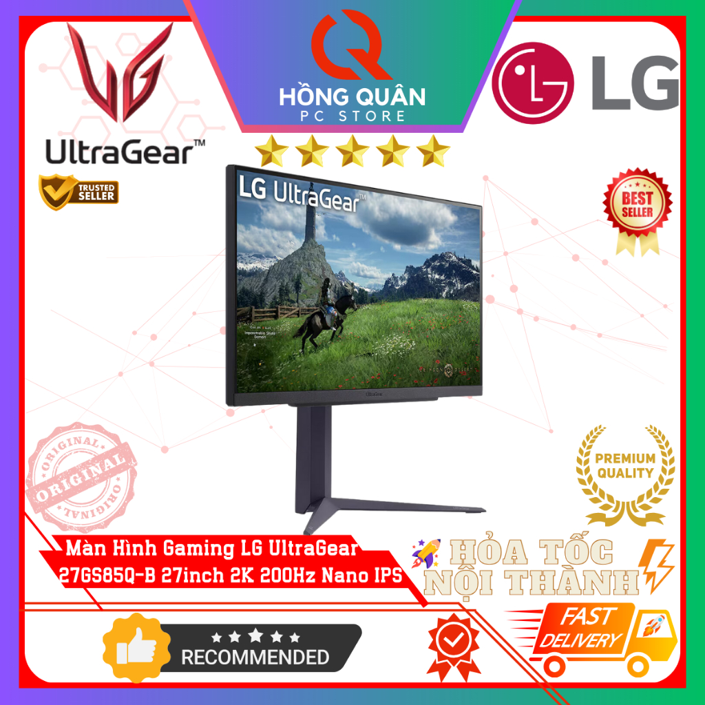 Màn Hình LG UltraGear 27GS85Q-B 27inch Nano IPS 2K 200Hz G-Sync HDR10 1ms GtG New - Hàng Chính Hãng Bảo Hành 2 Năm | BigBuy360 - bigbuy360.vn
