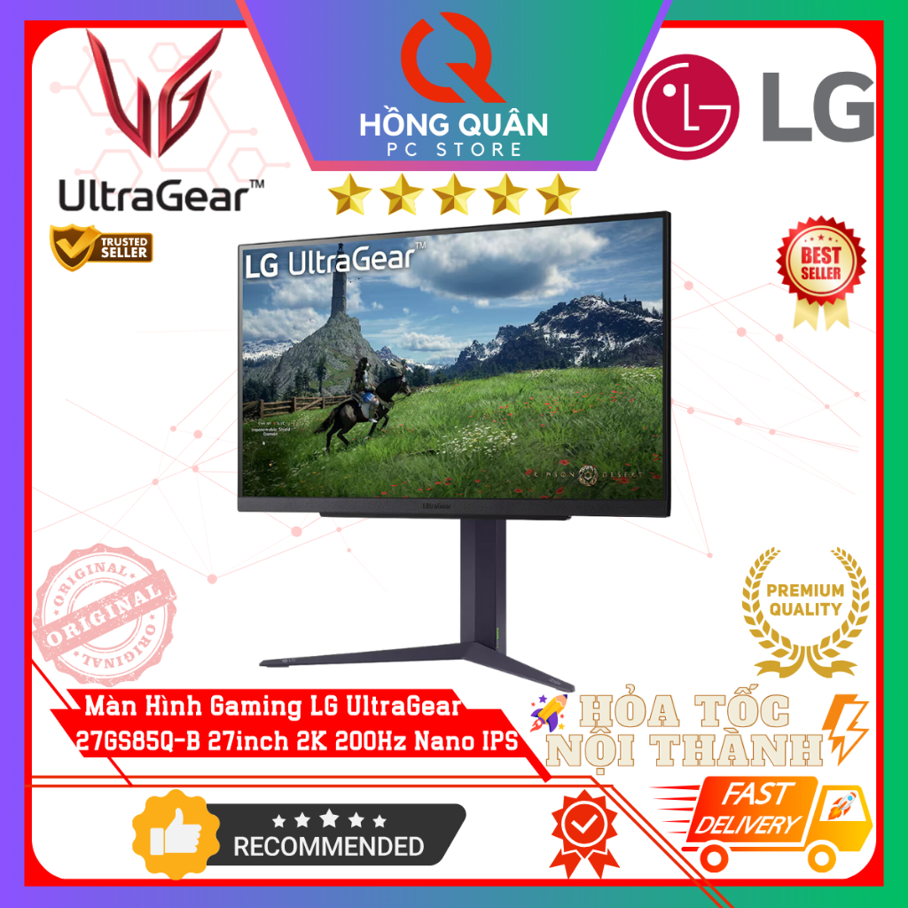 Màn Hình LG UltraGear 27GS85Q-B 27inch Nano IPS 2K 200Hz G-Sync HDR10 1ms GtG New - Hàng Chính Hãng Bảo Hành 2 Năm | BigBuy360 - bigbuy360.vn