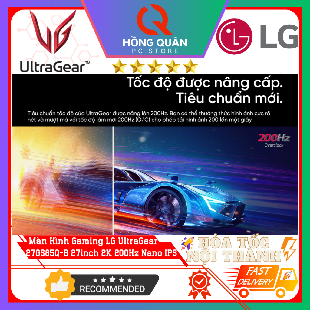 Màn Hình LG UltraGear 27GS85Q-B 27inch Nano IPS 2K 200Hz G-Sync HDR10 1ms GtG New - Hàng Chính Hãng Bảo Hành 2 Năm | BigBuy360 - bigbuy360.vn