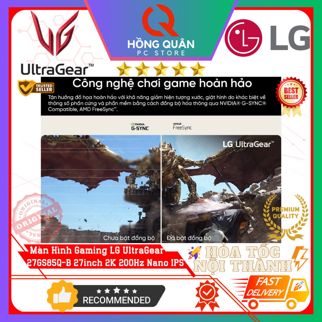 Màn Hình LG UltraGear 27GS85Q-B 27inch Nano IPS 2K 200Hz G-Sync HDR10 1ms GtG New - Hàng Chính Hãng Bảo Hành 2 Năm | BigBuy360 - bigbuy360.vn