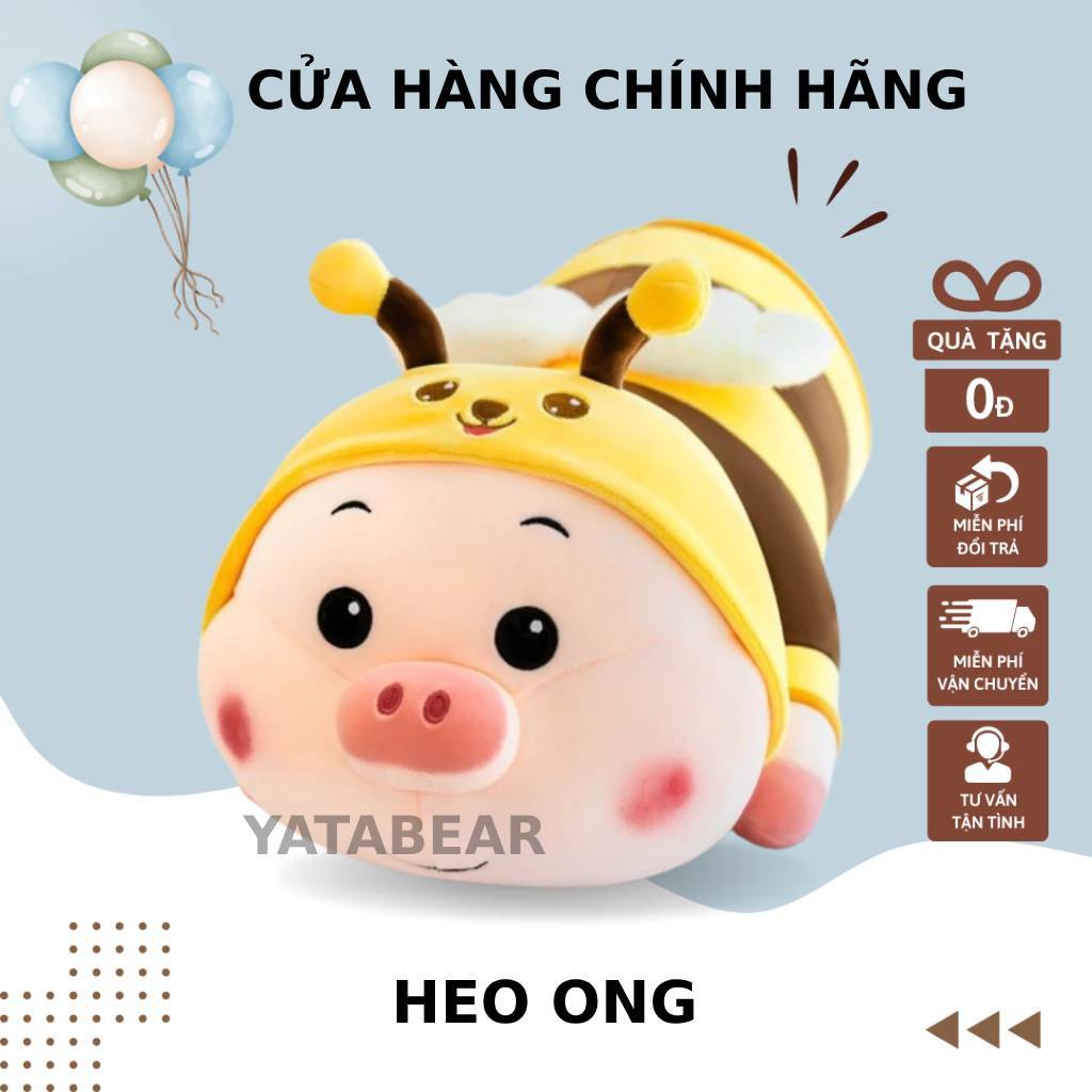  Gấu Bông Heo Ong YATABEAR Gấu Nằm Ôm Đáng Yêu Thú Nhồi Bông Cao Cấp Thú Bông Chất Vải Siêu Mịn An Toàn Với Trẻ 