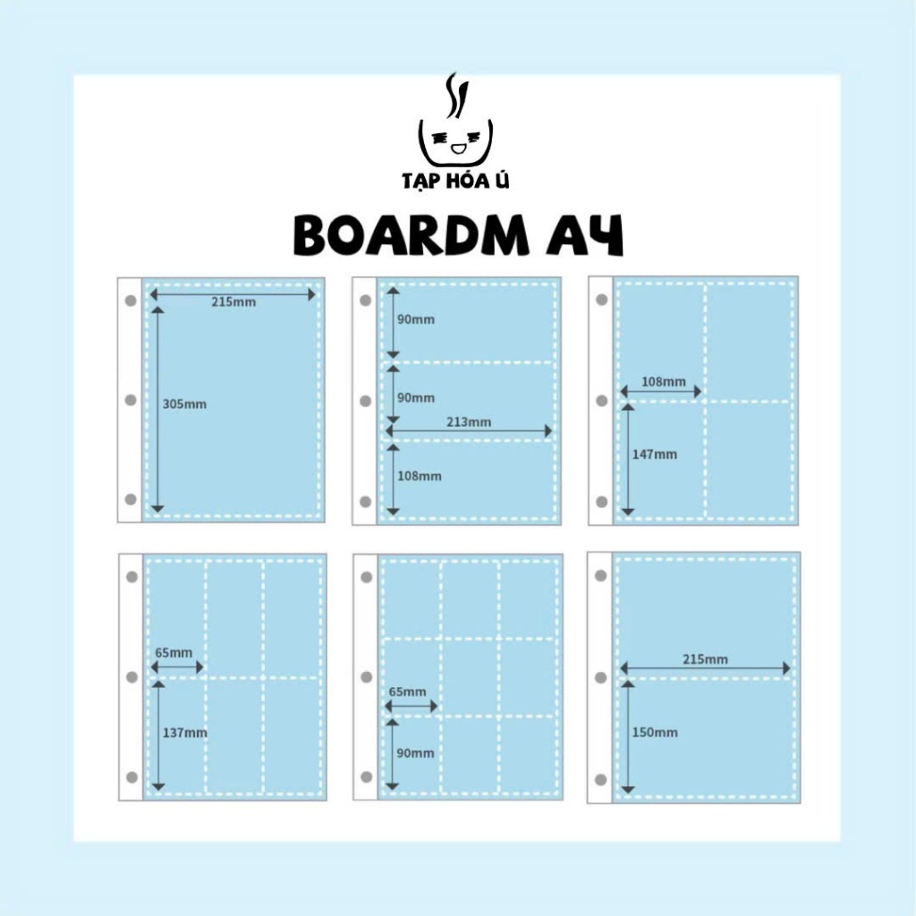 SHEET BOARDM CHO BINDER BÌA A4 (NHIỀU LOẠI)