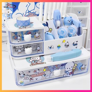 Tủ Đựng Đồ Để Bàn 2 Tầng Đa Năng Hình Gấu Pooh - Hộp Đựng Đồ Mini Decor Bàn Học, Bàn Làm Việc Có Ngăn Kéo Trong Suốt