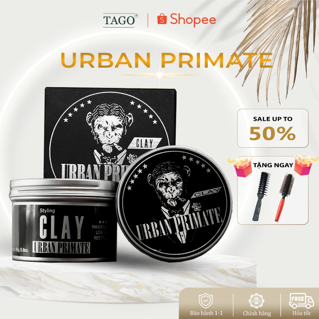 Sáp Vuốt Tóc Urban Primate Clay Phù Hợp Cho Tóc Dày, Độ Giữ Nếp, Độ Phồng Cao Có Mùi Dưa Lưới Tươi, 