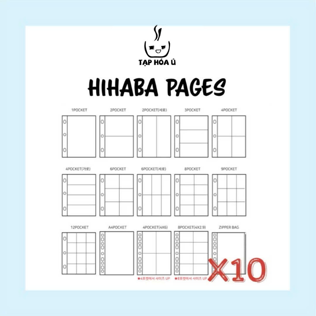 COMBO 10 SHEETS/TỜ HIHABA CHO BÌA A4 - 3 CÒNG (NHIỀU LOẠI)