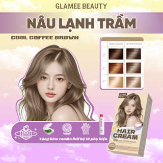 Thuốc Nhuộm Tóc Glamee Beauty Không Cần Tẩy, Kem Nhuộm Tóc Tại Nhà Màu Nâu Đen, Nâu Rêu Khói, Đỏ Rượu, Nâu Lạnh Khói