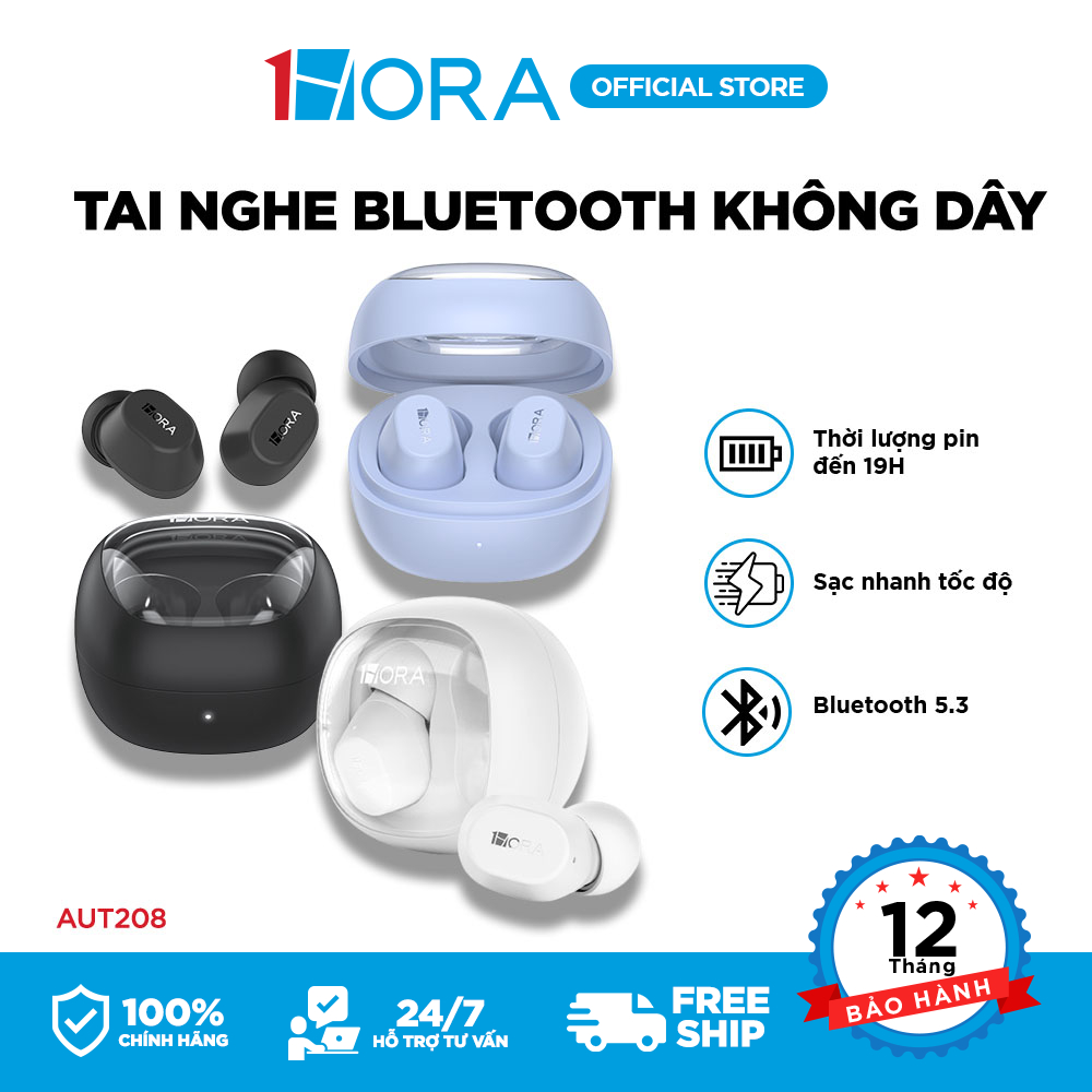 Tai nghe Bluetooth Không Dây 1HORA - Nhỏ gọn/Pin trâu/Bluetooth 5.3 - Pin 19H - AUT208