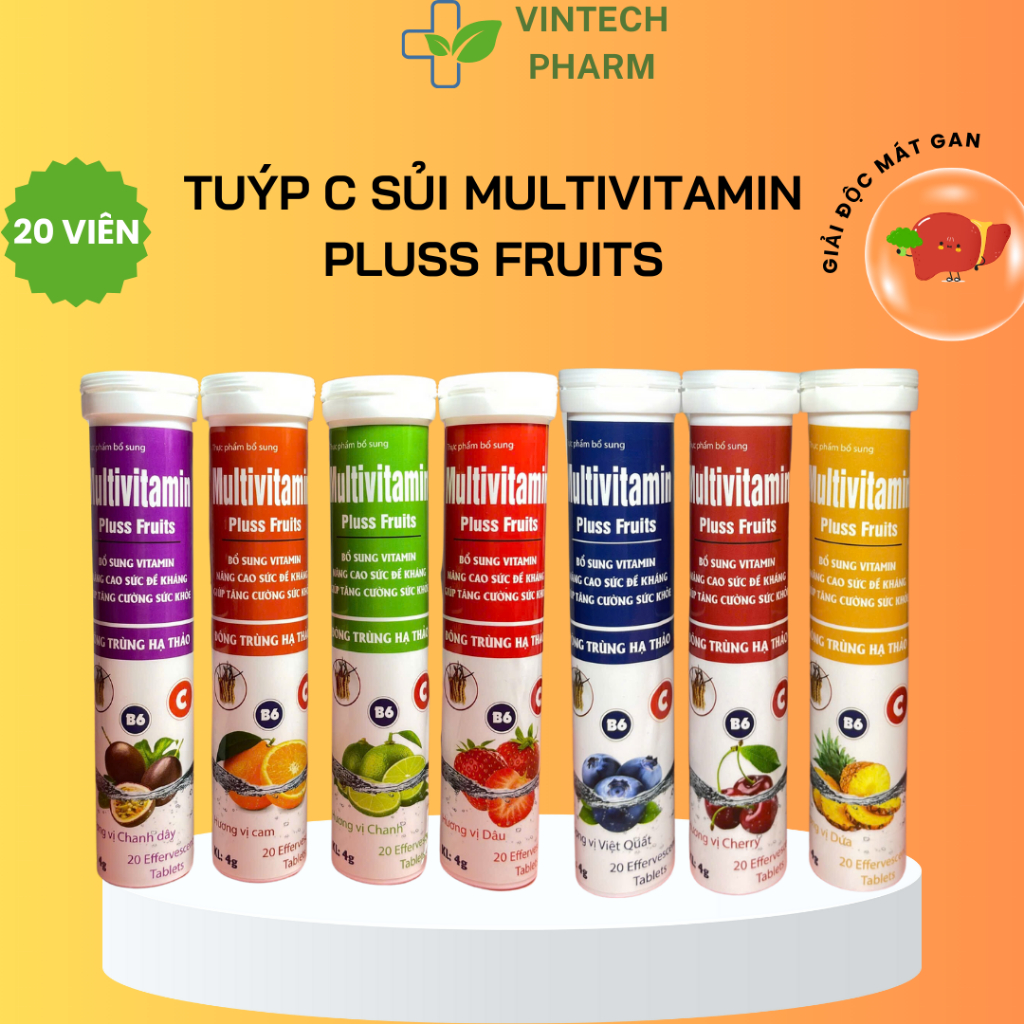  Viên sủi Multivitamin bổ sung vitamin và khoáng chất - Tuýp 20 viên C+ 