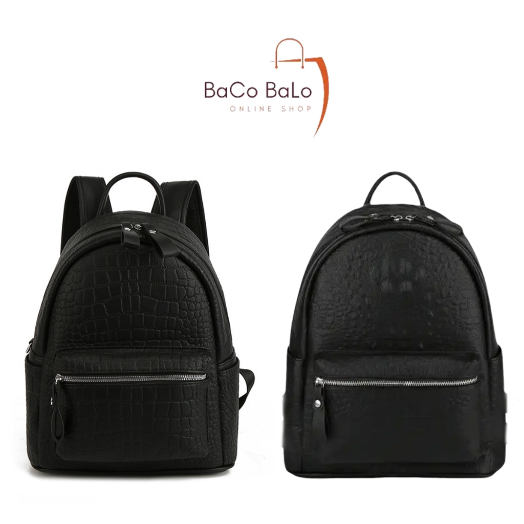 Balo Da Đi Học Size 40cm - Họa Tiết Vân Da - 888, Vừa A4 Atlat Laptop 14ich, Chất  Liệu Da PU, Hàng 