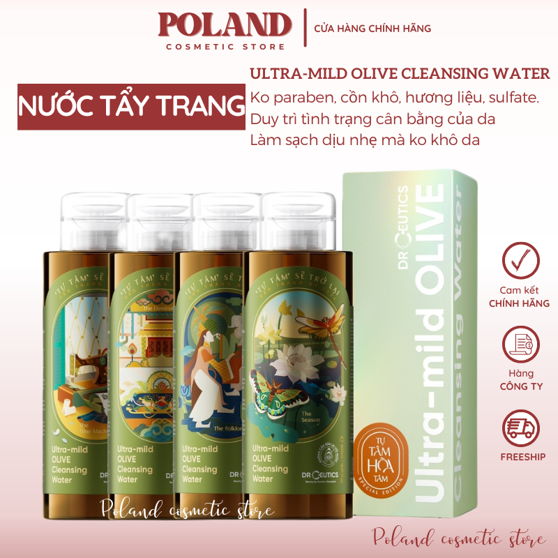 Nước Tẩy Trang DrCeutics Ultra-mild OLIVE Cleansing Water làm sạch cho mọi loại da Dr Ceutics 500ml