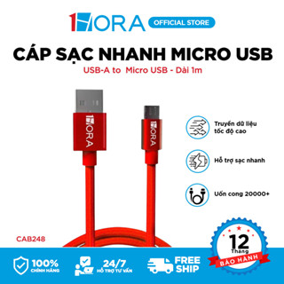 Dây cáp sạc nhanh bọc dù 1HORA USB-A to Micro USB - dài 1m - CAB248 (màu đỏ)
