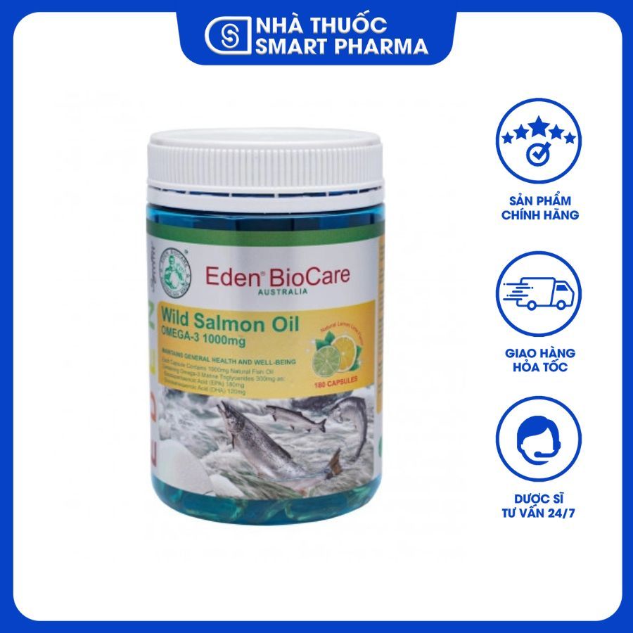 Viên uống Eden BioCare Omega 3 Salmon Oil Fruity từ dầu cá hồi (Hộp 180 viên)