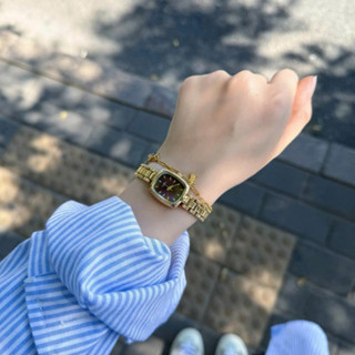 Đồng Hồ Nữ Dây Thép Vàng, Đồng Hồ Chính Hãng Mặt Vuông Size Bé Phong Cách Tiểu Thư GEDI 8854 Chống Nước Bảo Hành 12Tháng