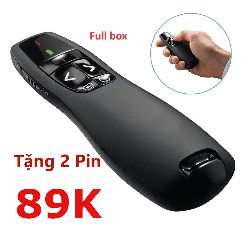 [Freeship] Bút trình chiếu powerpoint chỉ Lazer thuyết trình chiếu Slide không dây 2.4Ghz điều khiển từ xa mẫu R400
