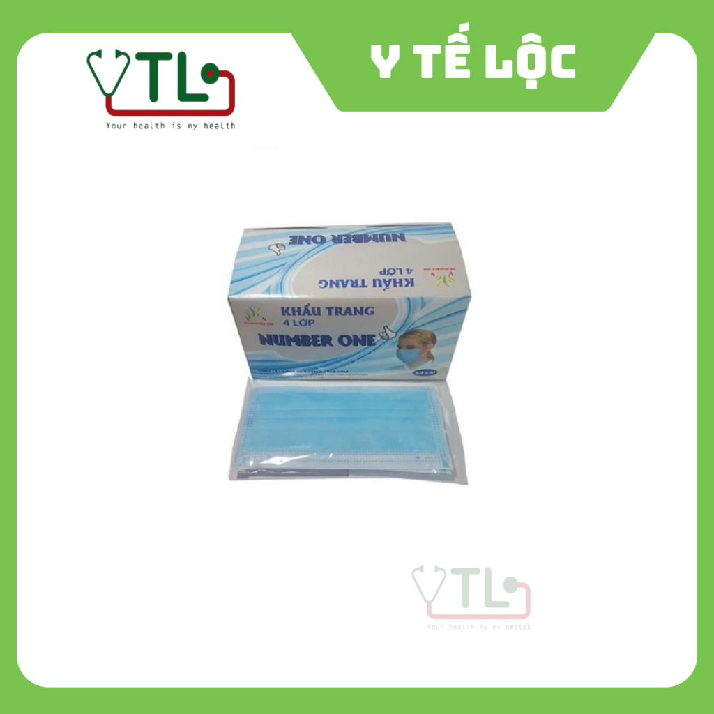 Khẩu trang y tế 4 lớp xanh VN PRO - Number one ( Màu Xanh - Hộp 50 cái)