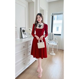 Helen Dress V826 Váy nhung thiết kế dáng xòe che khuyết điểm, vải lỳ ko xù- SUHA Fashion Nữ Đầm Women