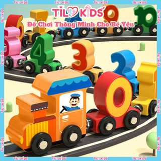  Đồ chơi Đoàn tàu số học nam châm TILO KIDS đoàn tàu nam châm với 12 toa số bằng gỗ 