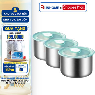 Hộp Đựng Bảo Quản Thực Phẩm RUNHOME Tròn Chất Liệu Inox 304 Kèm Nắp Nhựa An Toàn Sức Khoẻ