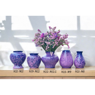  Bình Gốm cắm hoa Bát Tràng men màu tím cắm hoa hồng hoa ly hoa giả decor phòng khách 