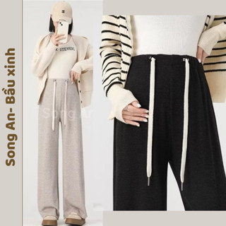Quần nỉ bầu ống rộng Song An thiết kế hiện đại chất nỉ tăm mềm có dây chỉnh bụng mặc ấm áp thoải mái bigsize