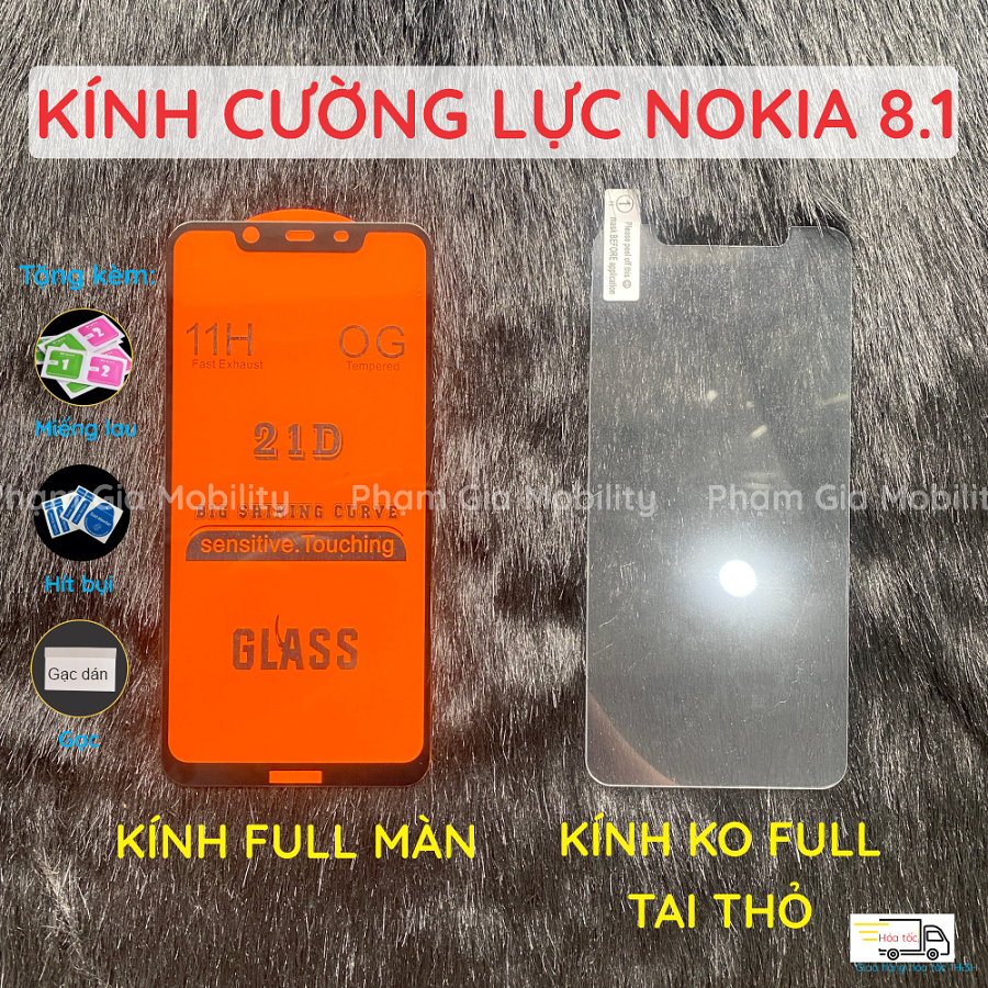 Kính cường lực Nokia 8.1/ Nokia X7 Full Màn Hình Viền Đen và Trong Suốt Ko Full Tai Thỏ cao cấp, bền đẹp