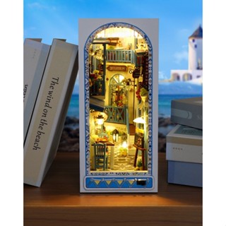 Mô hình Book Nook Trang trí giá sách Chủ đề đảo Santorini - lắp ghép thủ công nhà gỗ DIY TC18- TẶNG KEO