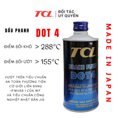 Dầu phanh DOT 4 TCL 355ml mã INTCL03 phù hợp tất cả hệ thống phanh thủy lực