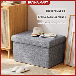 Ghế hộp đựng đồ đa năng nắp rời, hộp vải đựng đồ kiêm ghế ngồi, khung gỗ MDF cao cấp TD62