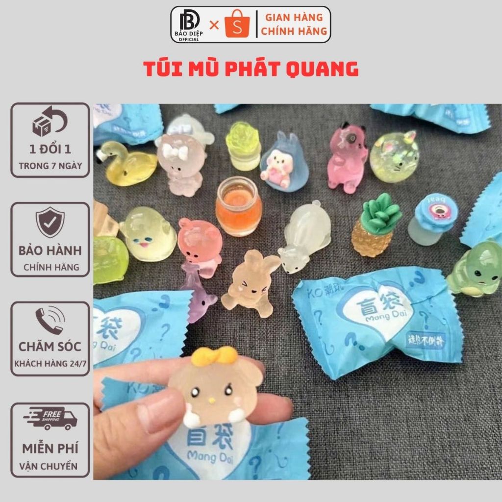 Set 50 túi mù phát quang test nhân phẩm, kẹo mù bóc quà, túi mù giá rẻ, mô hình đồ chơi mini, túi mù